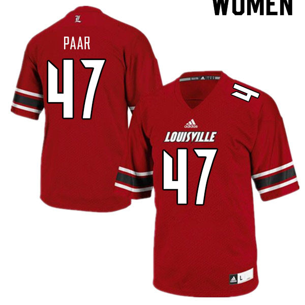 Women #47 William Paar Louisville Cardinals College Football Jerseys Sale-Red